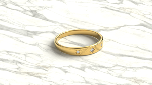 Anillo Vintage de Oro de 18K con Estrella Celestial, Estilo Gitano, con Banda de Diamantes Naturales Grabada, Anillos Ligeros Unisex para Boda, Joyería de Regalo - Product Image 3