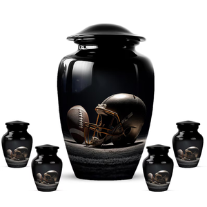 Black Metal Cremation Urn Adult <b>Ashes</b> Memorial Vase Round Tabletop Floor Decor Custom Printing - Product Image 4