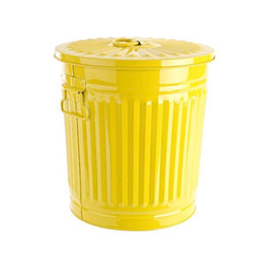 Poubelle en acier galvanisé de qualité supérieure avec couvercle, style vintage, ronde, pour la maison, la cuisine, le bureau, utilisation en intérieur - Product Image 2