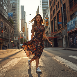 Vestido Casual Estampado hasta la Rodilla para Mujer, Vestido de Uso Diario de Poliéster y Spandex Suave y Elástico - Product Image 3