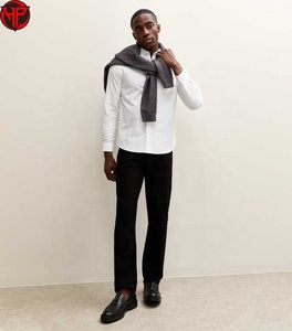 <b>Men's</b> <b>White</b> Button Down Collar Dress <b>Shirt</b> <b>Long</b> <b>Sleeve</b> Solid Formal Business Top <b>Mens</b> Dress <b>Shirt</b> Formal <b>Shirt</b> - Product Image 2