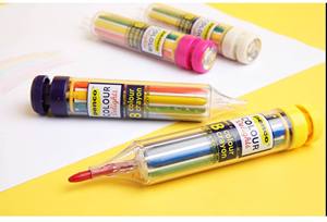HIGHTIDE PENCO 8-Color <b>Crayon</b> FT058 | Retractable Multi-Color Design | American Retro Style | Portable Art Tool - Product Image 2
