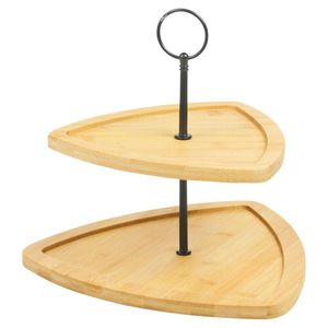 Best Quality 2 Tier Wood Cupcake Stand Wood Cake Stand Holder Round Tiered <b>Display</b> Stand Detachable Cupcake Serving Tray - Product Image 5