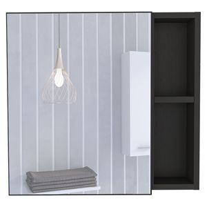 Armadietto da bagno con specchio Myrick a 2 ripiani, nero wengue - Product Image 4