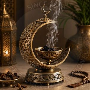 Brûleur d'encens Royal Orbit Bakhoor en métal, design moderne et écologique, encens indien pour la décoration de la maison, utilisation toute saison - Product Image 2