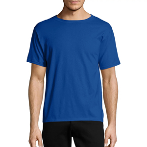 T-shirt pour homme bleu royal à manches courtes, col rond, 100% coton, coupe classique, jersey décontracté, couleur unie, design simple - Product Image 1