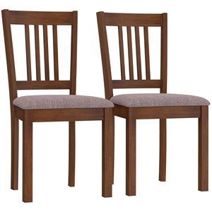 Set di 2 Sedie da Pranzo Imbottite in Lino con Gambe in Legno di Gomma, Colore Noce Taupe, per Cucina, Sala da Pranzo e Soggiorno - Product Image 2