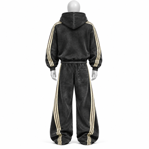 Conjunto de Sudadera con Capucha y Pantalones Acampanados con Logotipo Personalizado, Bordado, Lavado Ácido, Estampado, Estilo Urbano, Corte Regular, en Venta - Product Image 2