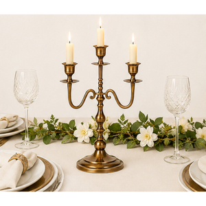 Candélabre en métal à 3 bras pour centres de table de mariage, doré, vintage, porte-bougie à 3 têtes, vente en gros, décoration de table pour événements - Product Image 2