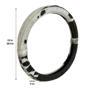Cubierta para volante de coche de cuero de vaca de alta calidad, cubierta antideslizante para volante de coche de cuero genuino Real, venta directa de fábrica - Product Image 2