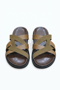 Sandalias Planas de Verano con Punta Abierta de Cuero Genuino, Suela de Goma Transpirable, Entresuela de EVA, Color Sólido - Product Image 2