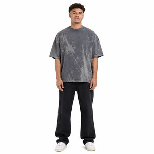 Camiseta Casual de Algodón Suave con Hombros Caídos, Efecto Desgastado por el Sol, Corte Holgado Moderno y Acabado Lavado con Estilo - Product Image 1