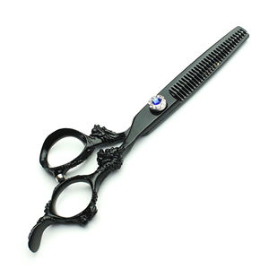 Ciseaux de coiffeur professionnels de taille personnalisée Nouveau design de mode Ciseaux de coiffure noirs en acier inoxydable à pointe plate - Product Image 2