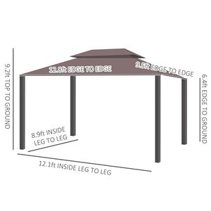 10FT X 13FT Aluminum Frame Patio Gazebo with 2 Tier Polyester <b>Roof</b> Vented <b>Canopy</b> Mesh Sidewalls for Villa Courtyard Park - Product Image 3
