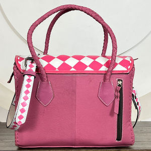 Latest Checkered Luxury Hand Tooled Genuine Cow Leather Crossbody Tote Bag <b>Large</b> Capacity Elegant Shoulder <b>Purse</b> for Women - Product Image 5