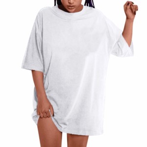 T-shirt décontracté ample à manches courtes pour femme, style délavé à l'acide, 100 % coton, respirant, personnalisé, le plus vendu (OEM) - Product Image 1