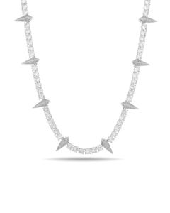 Collar de tenis de moissanita chapado en oro con detalles de púas, corte redondo, brillante, joyería fina para mujer, regalo de lujo para bodas y fiestas - Product Image 1