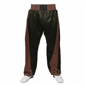 Pantalon de sport marron avec empiècements latéraux pour entraînement MMA, kickboxing, arts martiaux – Pantalon d'entraînement professionnel en satin pour la lutte - Product Image 1