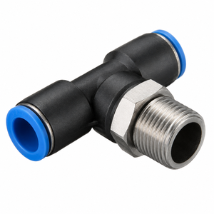Raccord droit fileté noir mâle-femelle pour tubes pneumatiques, connecteur pneumatique en T noir avec - Product Image 4