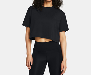 T-shirt court noir pour femme, col rond, manches courtes, coupe classique, décontracté, 100 % coton, séchage rapide, anti-plis, écologique, respirant - Product Image 1