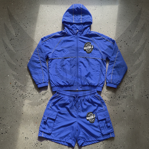 Nylon Windbreaker Set Suit Nylon Tracksuit <b>Button</b> up Jacket and Windbreaker Short Set Boxy Fit <b>Shirt</b> with Shorts Men - Product Image 5
