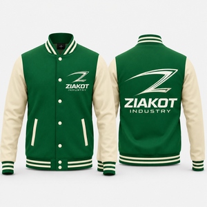 ZIAKOT <b>Men's</b> Green Varsity <b>Jacket</b> With Z Logo Print Regular Fit Autumn Casual Wear - Product Image 2