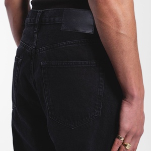 Jean en denim pour homme, taille haute, coupe droite ample, couleur unie, style vintage, hip-hop, streetwear décontracté, tissu en coton mi-lourd - Product Image 6