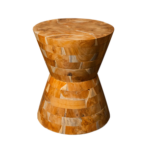 ARTERRA Meubles de salon de luxe, table d'appoint en teck faite à la main, style rustique, motif de grain naturel - Product Image 3