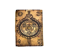 NEW ERA Sun & Moon Vintage Agenda en cuir magnétique fait main, 100 feuilles de papier à bords festonnés pour la calligraphie, pour hommes et femmes