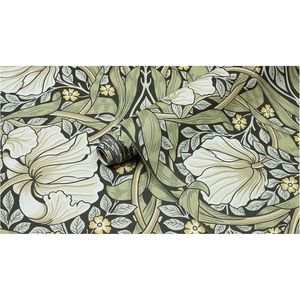 Papier peint floral vintage à coller et à décoller, motif botanique vert sauge/jaune William Morris, 17 motifs muraux pour la décoration de la maison, de la cuisine et de la chambre - Product Image 2