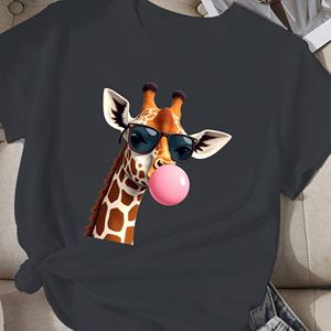 T-shirt femme girafe soufflant bubblegum rose - Product Image 2