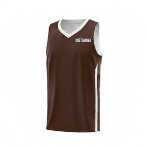 Camiseta de baloncesto marrón personalizada al por mayor, sin mangas, deportiva, personalizada, para entrenamiento atlético, ropa deportiva para hombre, sublimada - Product Image 1