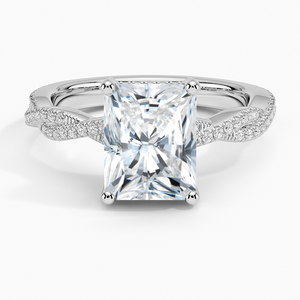 SOJ 07 Radiant Cut Rhodium Plated Luxe Petite Twisted Vine Moissanite Eternity Band <b>Ring</b> GRA Certified 2ct D Prong Setting - Product Image 1