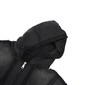 Sudadera con capucha y cremallera para hombre, estilo vintage, lavado ácido, suave, informal, ropa urbana - Product Image 3