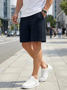 Pantalones Cortos Acolchados Negros para Hombre, Corte Regular, Estilo Casual de Verano, con Bolsillos, Tejido de Tela, Color Sólido - Product Image 3