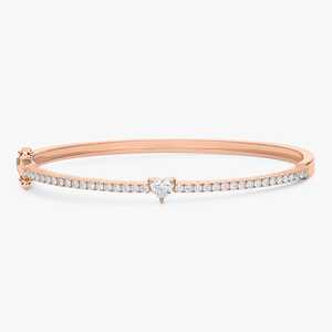 Diamond Bangles <b>Bracelet</b> Wholesale 14k 18k Solid Gold Heart Round Lab Grown Diamond Prong Set Double Security <b>Stacking</b> <b>Bracelets</b> - Product Image 3