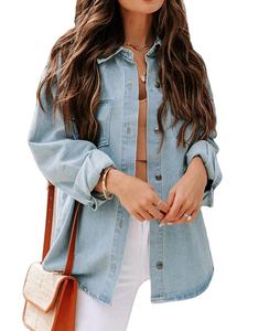 Nueva chaqueta vaquera de alta calidad para hombre y chaqueta vaquera con logotipo estampado personalizado de manga larga de gran tamaño a la moda - Product Image 5