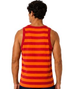 <b>Red</b> Orange Striped <b>Men</b> Cotton Tank Top Sleeveless <b>Vest</b> Casual Summer Gym Fitness Shirt Breathable Loose Fit Streetwear Tank Top - Product Image 2