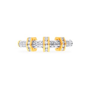 Anillo Abierto Geométrico de Diamantes Naturales en Oro Amarillo de 18K de Lujo para Mujer, Elegante Joyería Fina para Aniversario de Bodas - Product Image 3
