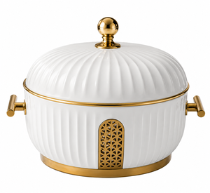 Olla de Acero Inoxidable con Revestimiento Blanco, Brillante y Pulida, de Alta Calidad, Dorada, para Servir Comida del Golfo y Medio Oriente - Product Image 1