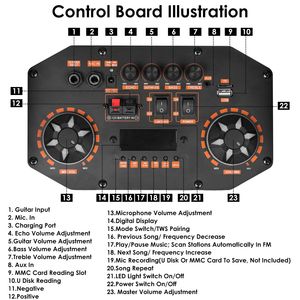Altoparlante Portatile Wireless per Feste con Luci Colorate, Funzione TWS, Radio FM, Lettore USB e Schede MMC, Ingresso Aux, Chitarra - 1 pz Sistema PA DJ - Product Image 5