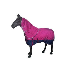 Manta de invierno para caballo con cubrecuello rosa y azul marino de nailon impermeable, protección para todo tipo de clima - Product Image 1