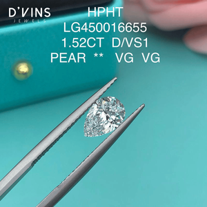 เพชร D'vins Jewels HPHT CVD ที่เพาะเลี้ยงในห้องปฏิบัติการ 1 กะรัต 1.5 กะรัต รูปทรงลูกแพร์ สี D แฟนซีไลท์ ซูราต์ - Product Image 3