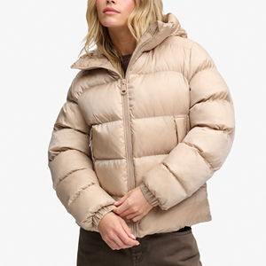 Chaqueta Acolchada con Capucha para Mujer, Cierre de Cremallera, Color Sólido, Ropa de Invierno, Chaqueta Gruesa con Relleno de Poliéster - Product Image 3