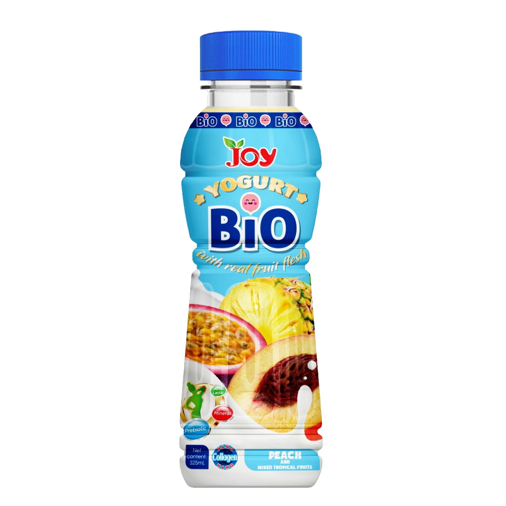 Бутылка 250 мл биойогуртный напиток prebiotic с персиком и тропическими фруктами