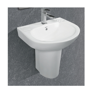 Proveedor al por Mayor de Excelente Calidad que Vende Lavabo de Cerámica Blanco Moderno de Lujo con Pedestal, Lavabo de Pared de Alto Estándar - Product Image 1