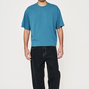 เสื้อยืดโอเวอร์ไซส์ทรงครอปสำหรับผู้ชาย ผ้าโพลีเอสเตอร์/คอตตอน ระบายอากาศดี ไหล่ตก สีพื้น เป็นมิตรกับสิ่งแวดล้อม พิมพ์ลายดิจิทัล ผ้าถัก - Product Image 5