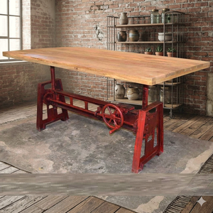 Industrial Iron Dining <b>Table</b> <b>Desk</b> Heavy Crank Design for Hotel Office & Villa Use - Product Image 1