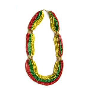 Color Burst Heart Link <b>Necklace</b> Handmade Glass Seed Bead Indian Women Festive <b>Statement</b> Jewelry at Bulk Wholesale Factory Price - Product Image 4