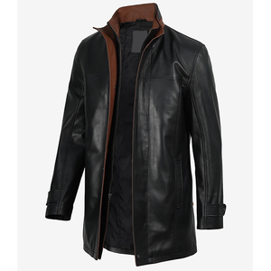 2026 OEM Premium Original Black Long <b>Coat</b> Leather Jackets For Men's High Quality Low MOQ Plus Size Winter Fashion <b>Heated</b> Jackets - Product Image 4
